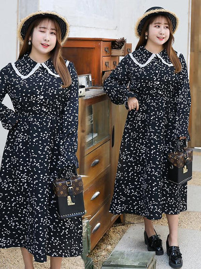 LOOSE CHUBBY GIRL FLORAL LONG SHIRT DRESS
