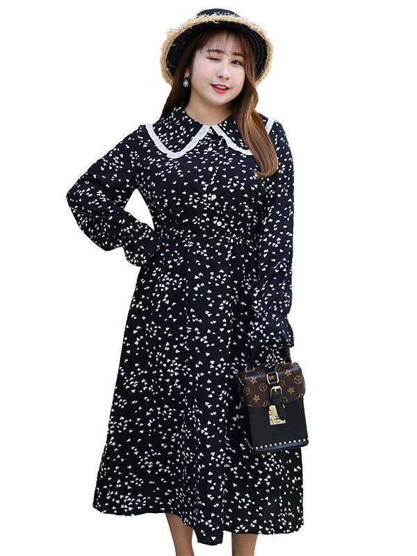 LOOSE CHUBBY GIRL FLORAL LONG SHIRT DRESS