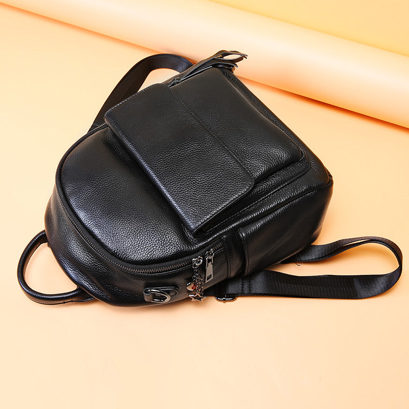 Cowhide leisure backpack