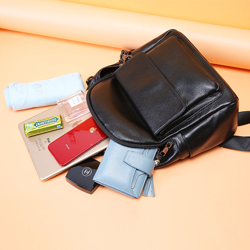 Cowhide leisure backpack