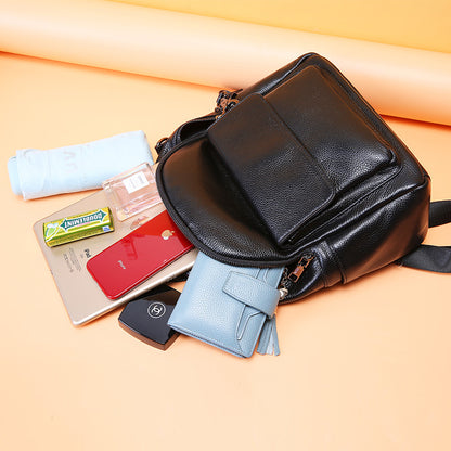 Cowhide leisure backpack