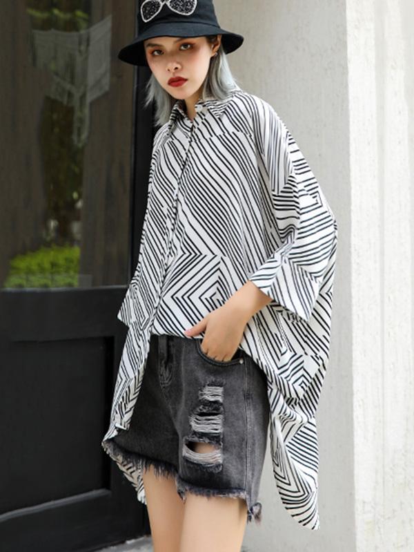 Backless Loose Asymmetric Blouse