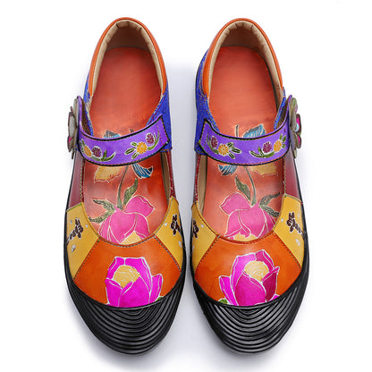 Pure handmade leather flat shoes