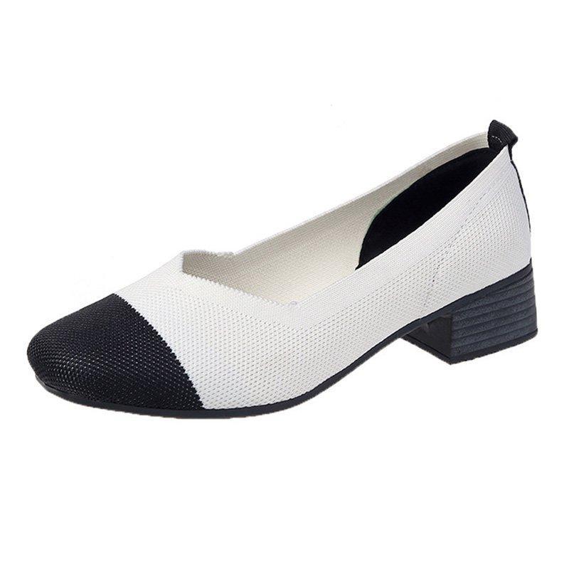 Color Block Chunky Heel Daily Casual Shoes