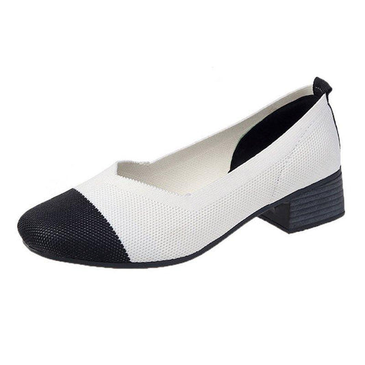 Color Block Chunky Heel Daily Casual Shoes
