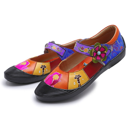 Pure handmade leather flat shoes