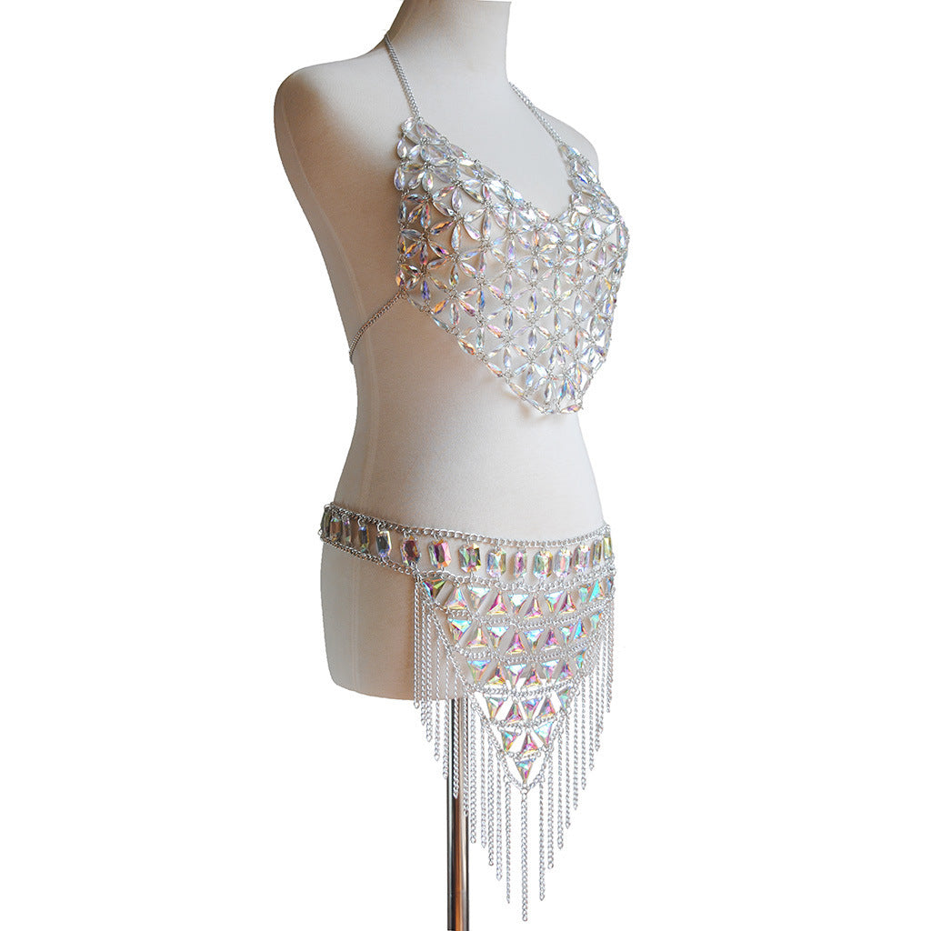 Club color Mosaic multi - layer tassel waist chain