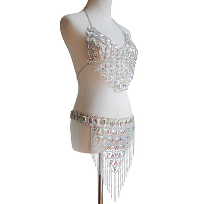 Club color Mosaic multi - layer tassel waist chain