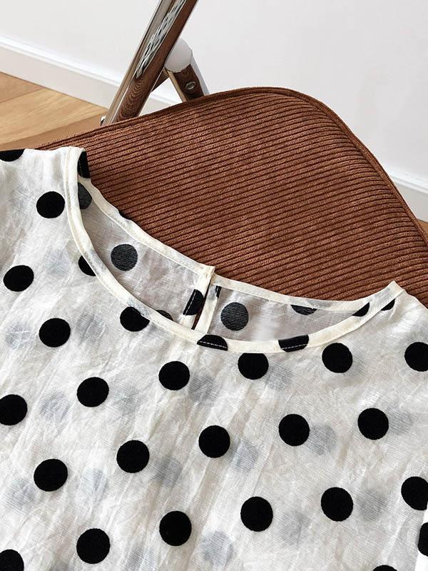 Original Polka-Dot Bishop Sleeve T-Shirts Tops