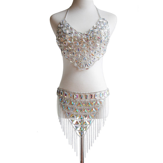 Club color Mosaic multi - layer tassel waist chain