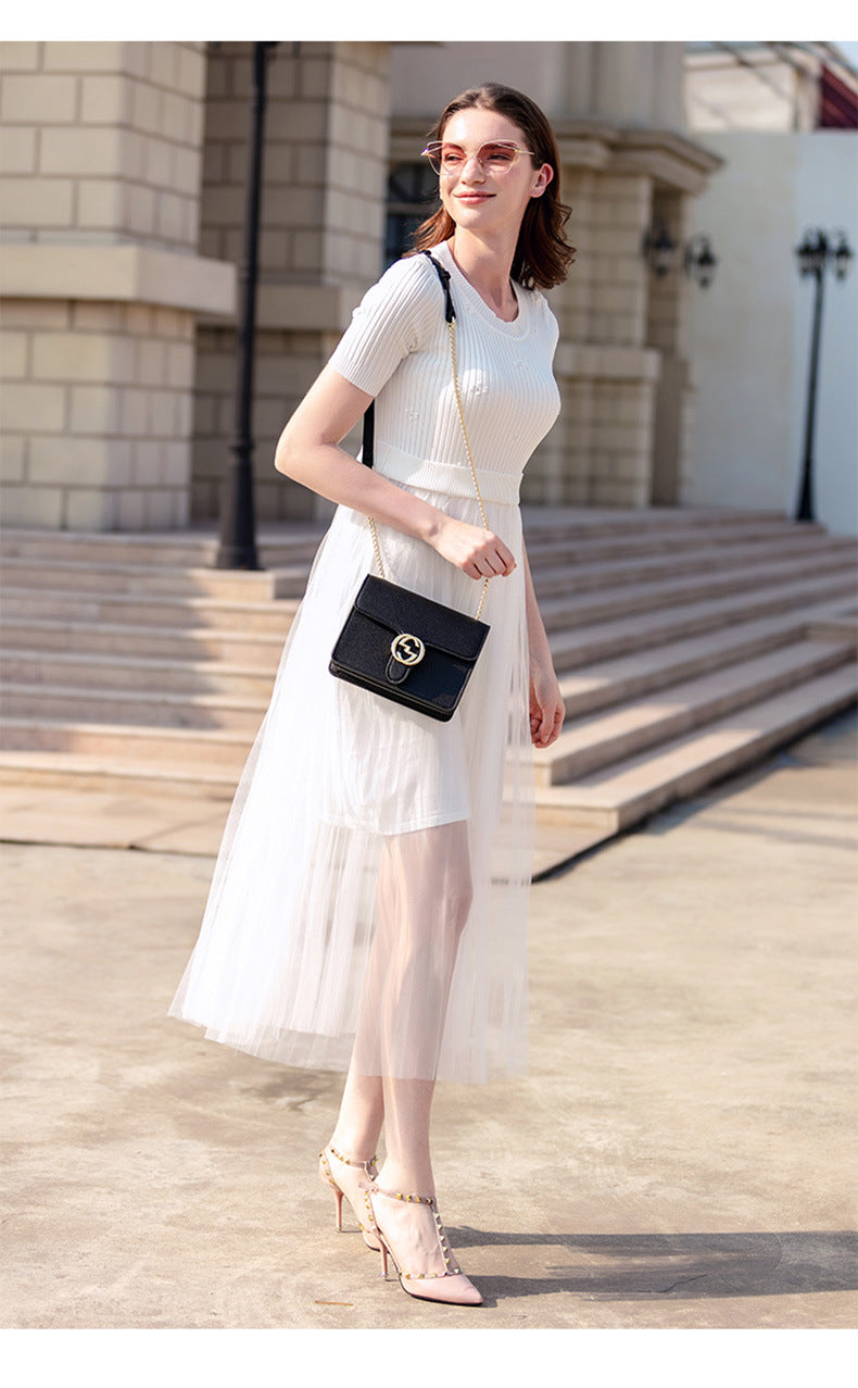 Chain lychee lock Single Shoulder Messenger Bag