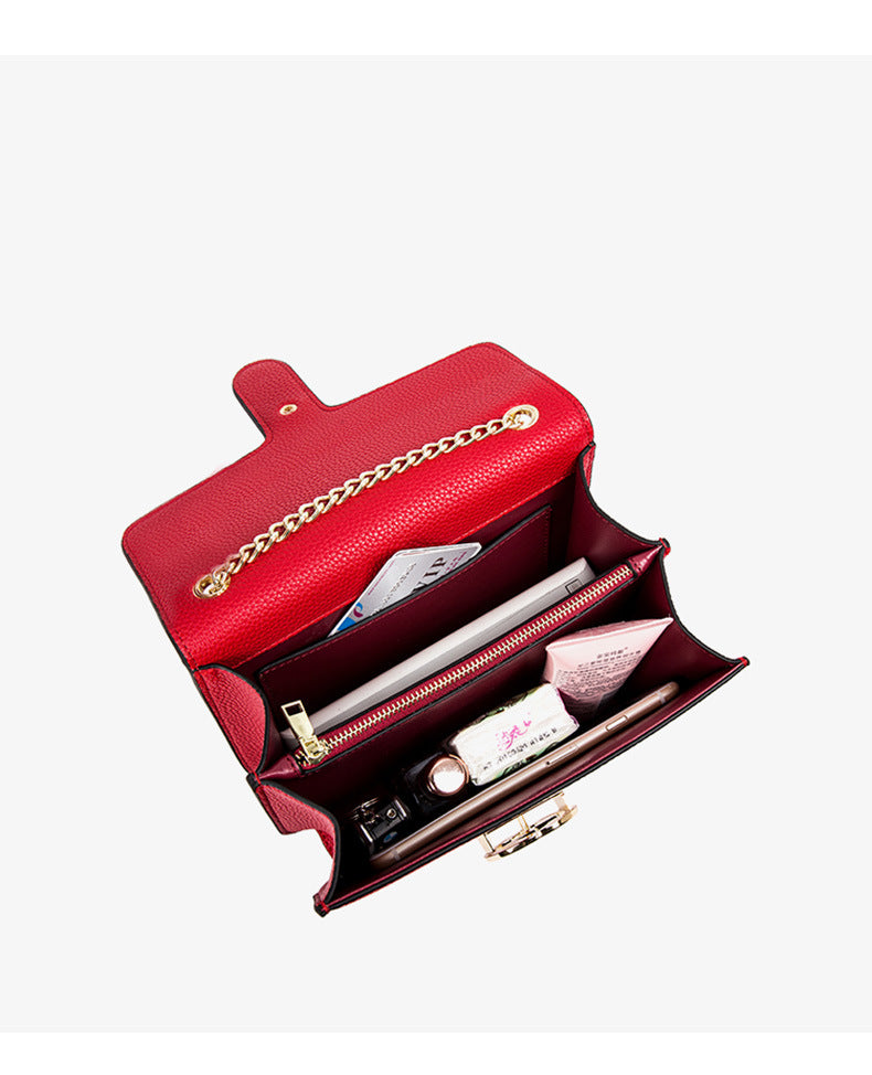 Chain lychee lock Single Shoulder Messenger Bag