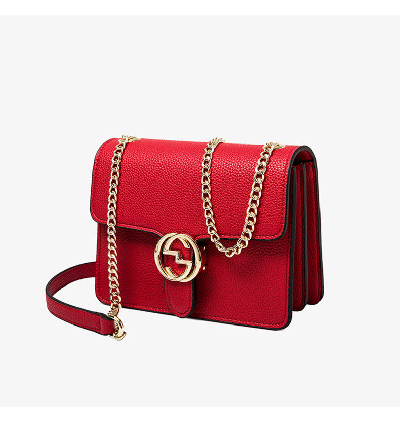 Chain lychee lock Single Shoulder Messenger Bag