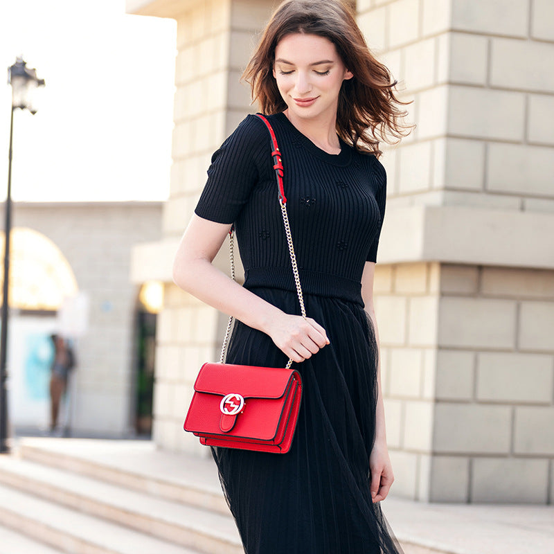 Chain lychee lock Single Shoulder Messenger Bag