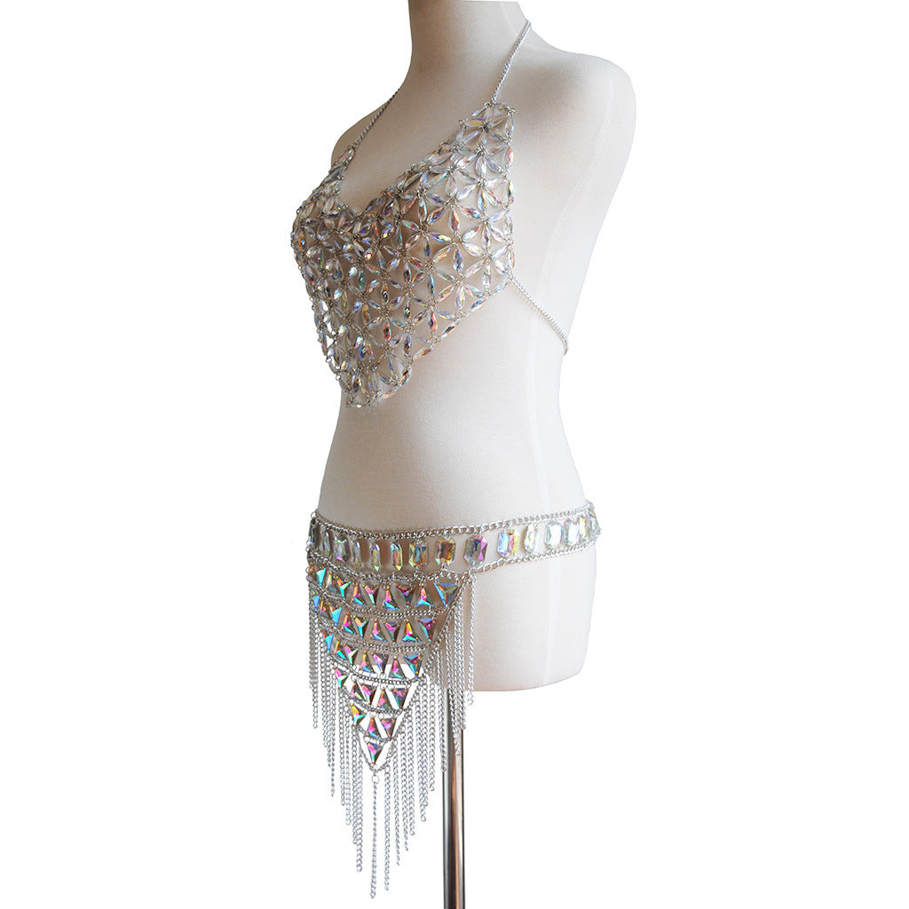Club color Mosaic multi - layer tassel waist chain