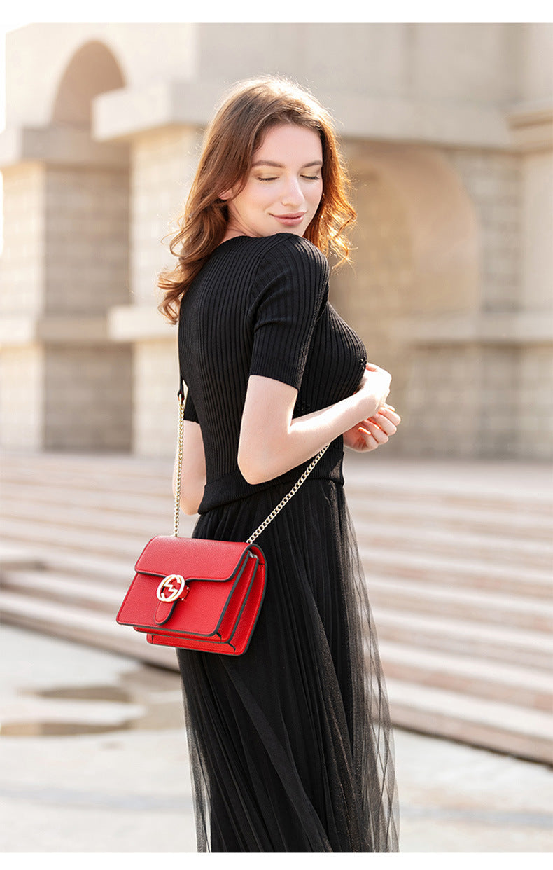 Chain lychee lock Single Shoulder Messenger Bag