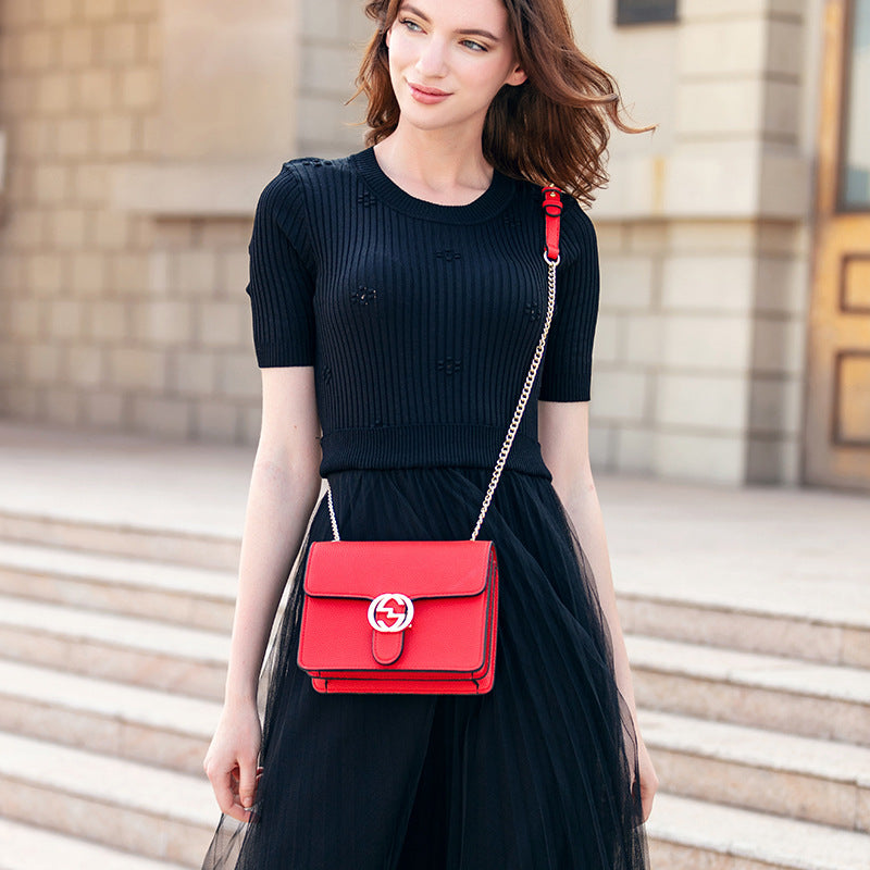 Chain lychee lock Single Shoulder Messenger Bag