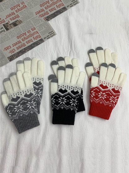 Original Cartoon Printed Knitting Sweater Gloves