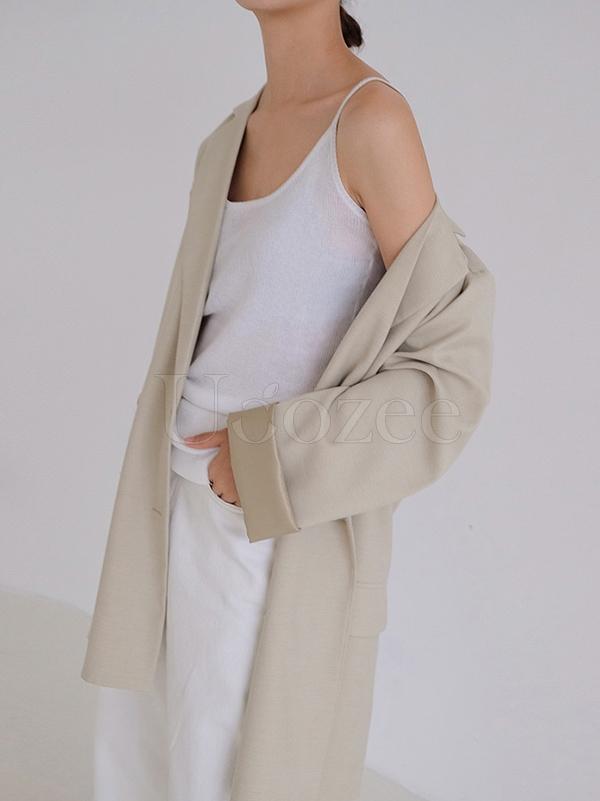 Casual Solid BF Style Suit Outwears