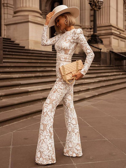 Pretty Lace Long Sleeves Jumpsuits