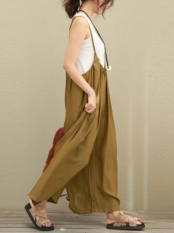 Loose Wide-leg Cotton Jumpsuit