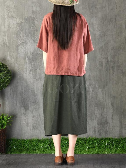 Casual Cotton Pocket Skirt