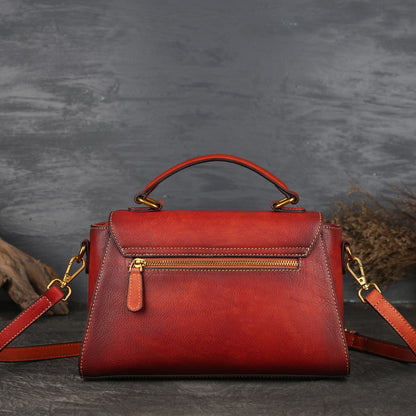 WOMEN GENUINE LEATHER VINTAGE TOTEM DESIGNER HANDBAG SHOULDER BAG