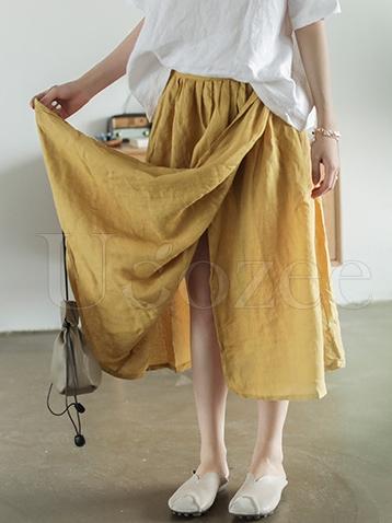 Literary Linen Split-side Skirt