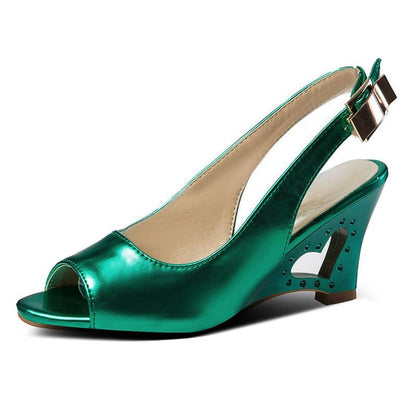 Daily Wedge Heel Peep Toe Pu Sandals