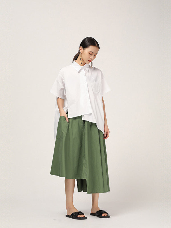 FASHION CASUAL CROPPED IRREGULAR SHIRT