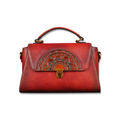 WOMEN GENUINE LEATHER VINTAGE TOTEM DESIGNER HANDBAG SHOULDER BAG