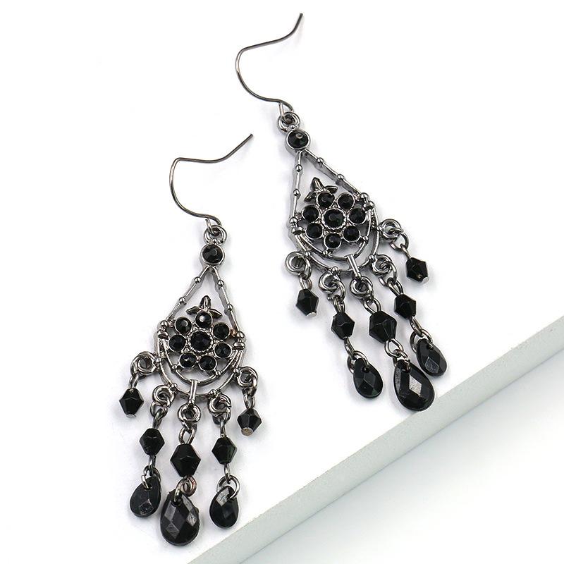 Bohemian tassel trend hollow black Earrings Wholesale