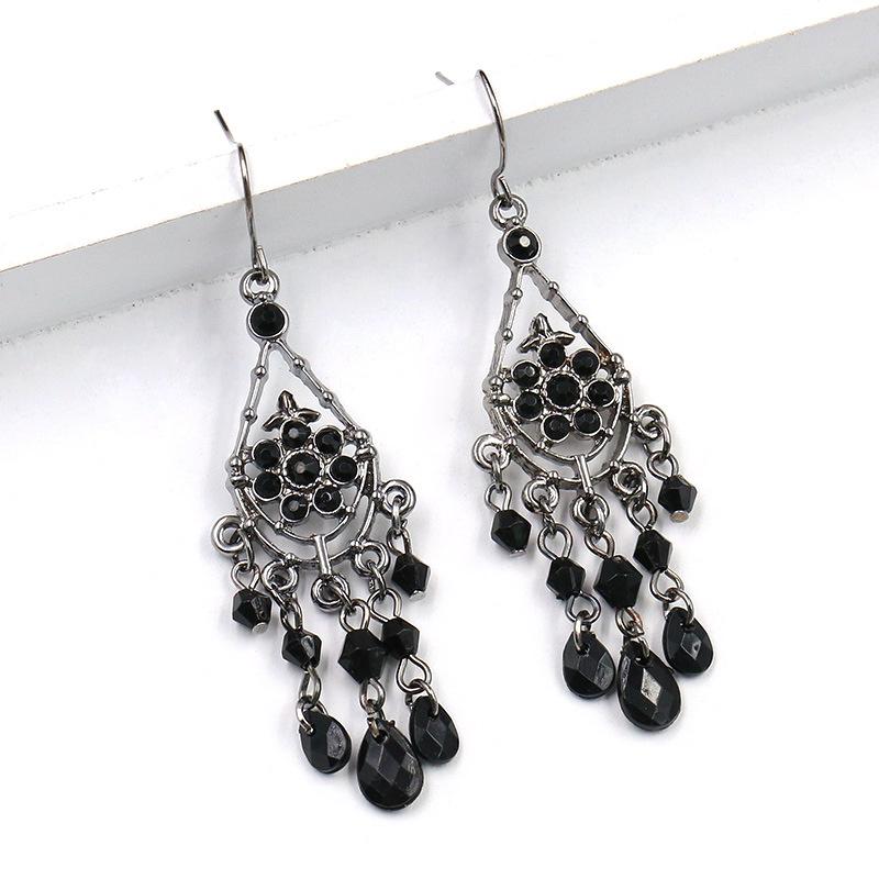 Bohemian tassel trend hollow black Earrings Wholesale