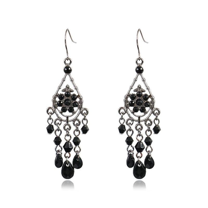 Bohemian tassel trend hollow black Earrings Wholesale