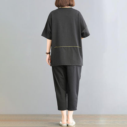 Cartoon Patchwork And Embroidery Two Piece Set