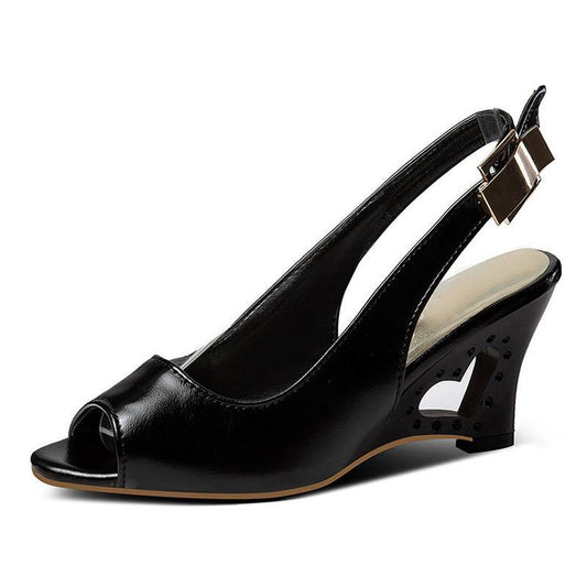 Daily Wedge Heel Peep Toe Pu Sandals