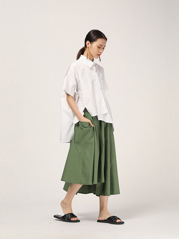 FASHION CASUAL CROPPED IRREGULAR SHIRT