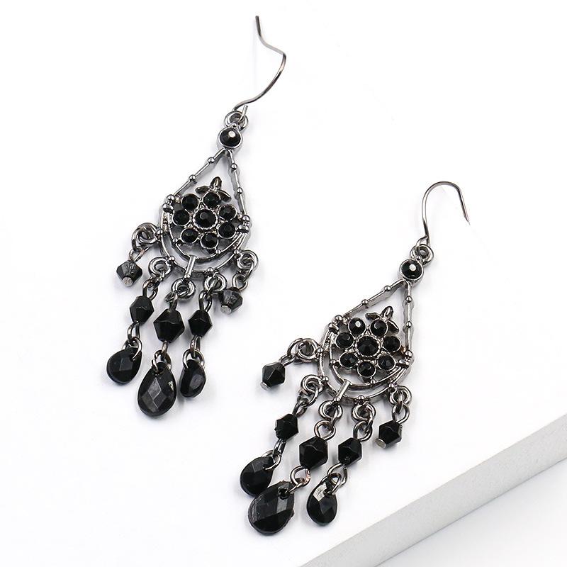 Bohemian tassel trend hollow black Earrings Wholesale