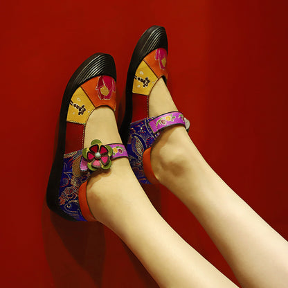 Pure handmade leather flat shoes