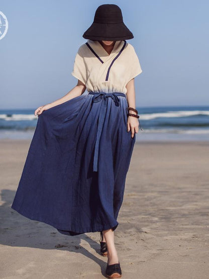 Original Gradient Belted Maxi Dress