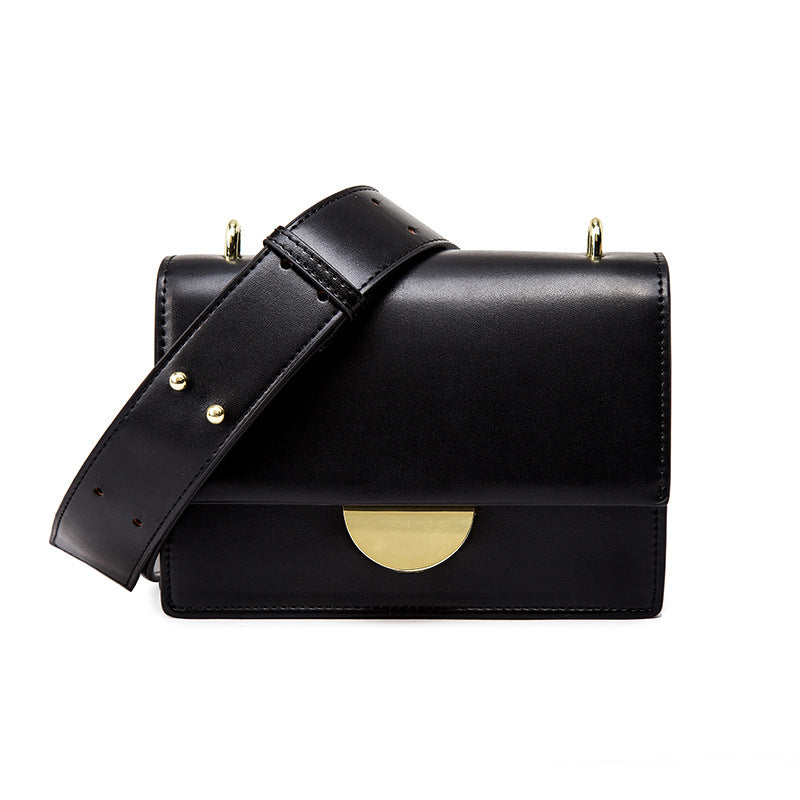 Semi-circle buckle shoulder slung small square bag