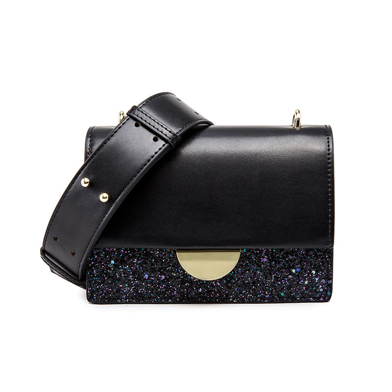 Semi-circle buckle shoulder slung small square bag