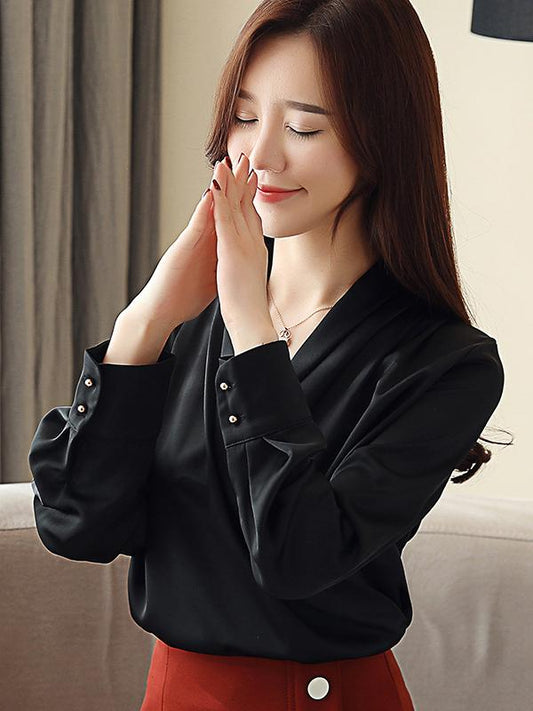 Simple Satin Ruffled Base Shirt