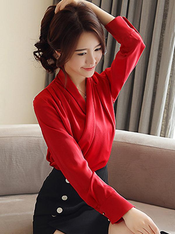 Simple Satin Ruffled Base Shirt