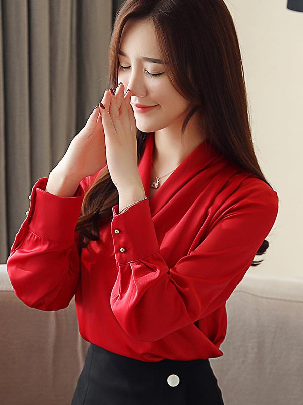 Simple Satin Ruffled Base Shirt