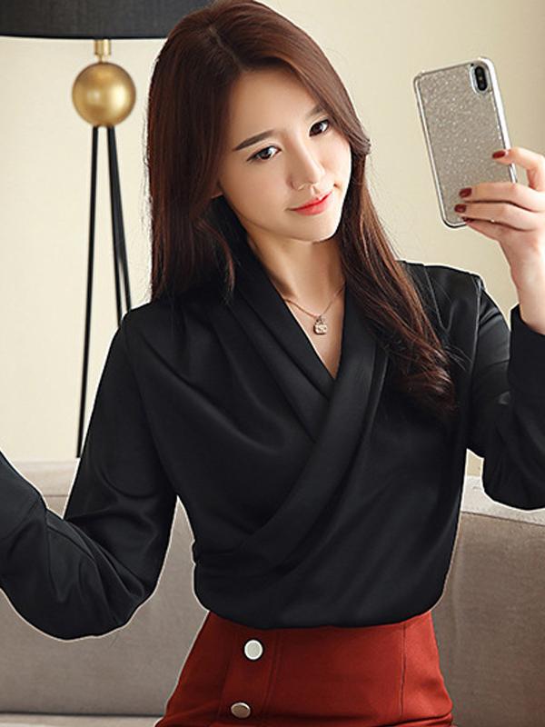 Simple Satin Ruffled Base Shirt