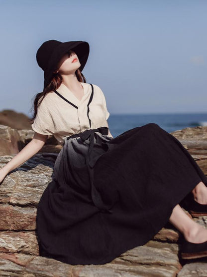 Original Gradient Belted Maxi Dress