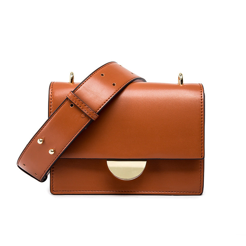 Semi-circle buckle shoulder slung small square bag