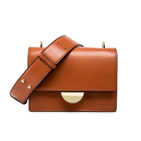 Semi-circle buckle shoulder slung small square bag