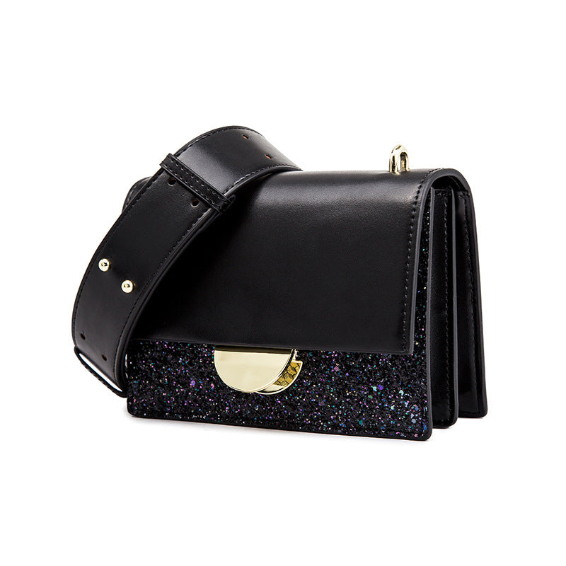 Semi-circle buckle shoulder slung small square bag